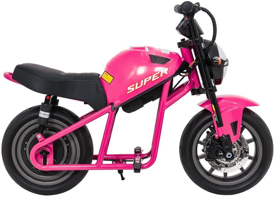 Vaikiškas elektrinis motociklas su 300W varikliu, LED žibintais, Bluetooth, nuo 3 metų, juodas