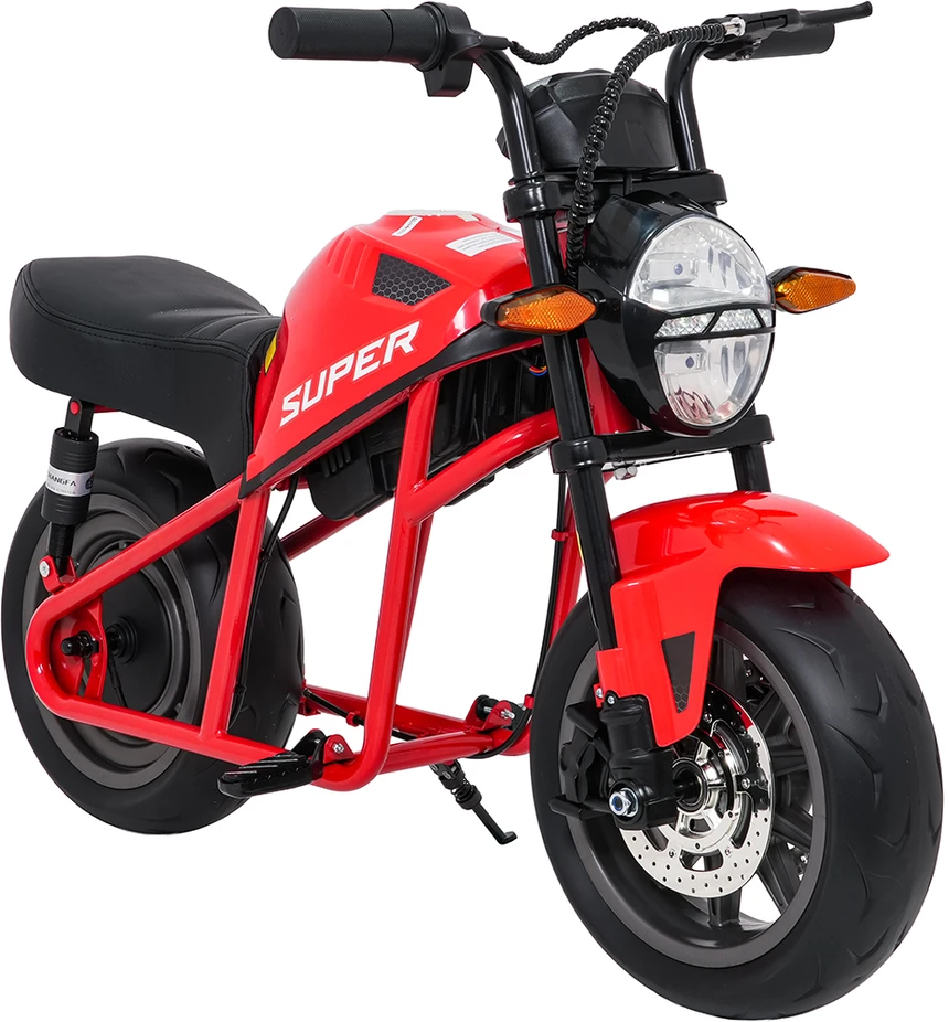 Vaikiškas elektrinis motociklas su 300W varikliu, LED žibintais, Bluetooth, nuo 3 metų, juodas