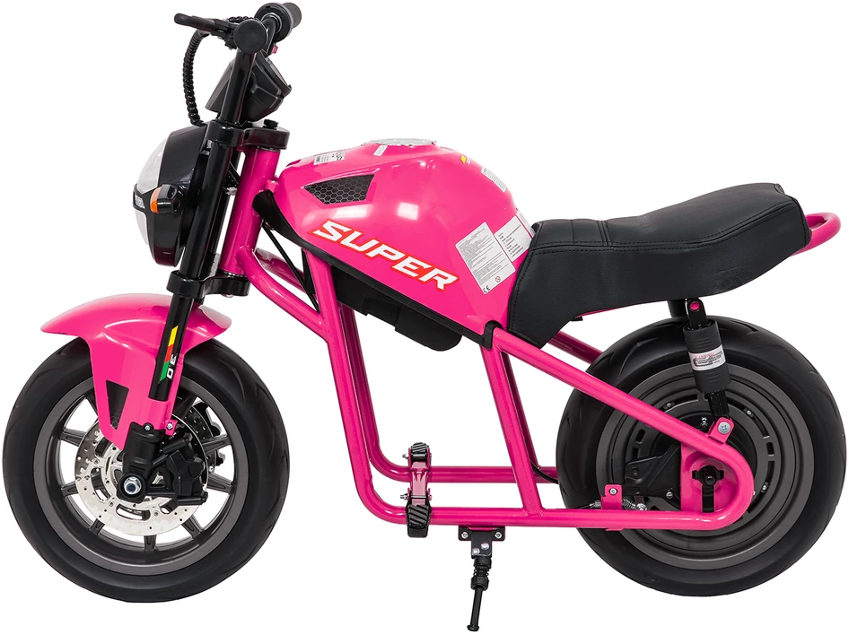 Vaikiškas elektrinis motociklas su 300W varikliu, LED žibintais, Bluetooth, nuo 3 metų, juodas