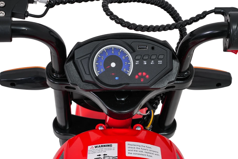Vaikiškas elektrinis motociklas su 300W varikliu, LED žibintais, Bluetooth, nuo 3 metų, juodas