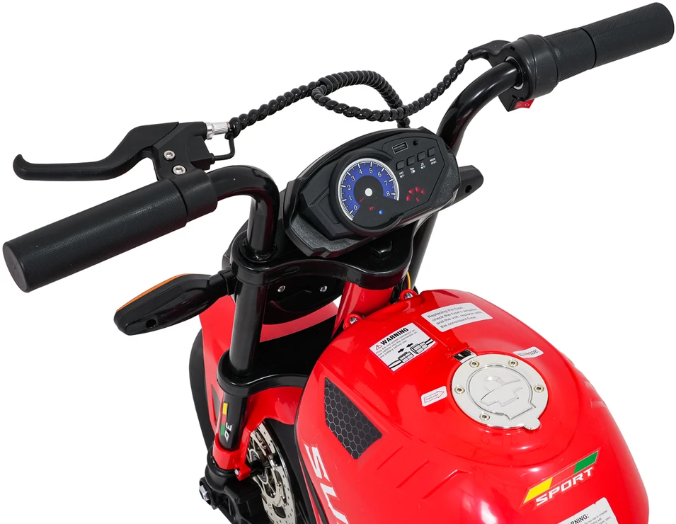 Vaikiškas elektrinis motociklas su 300W varikliu, LED žibintais, Bluetooth, nuo 3 metų, juodas