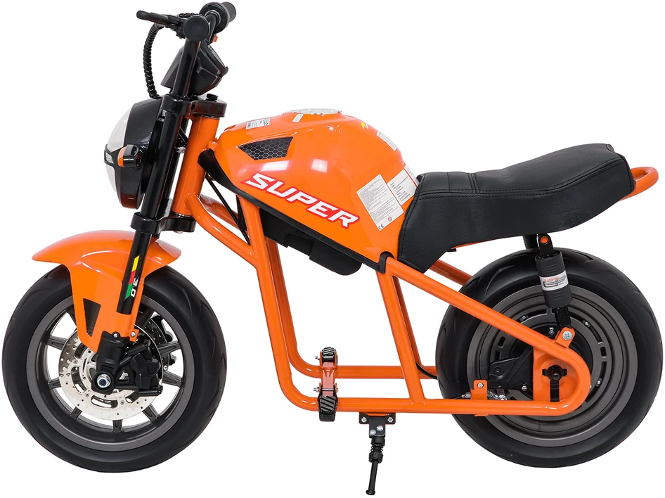 Vaikiškas elektrinis motociklas su 300W varikliu, LED žibintais, Bluetooth, nuo 3 metų, juodas