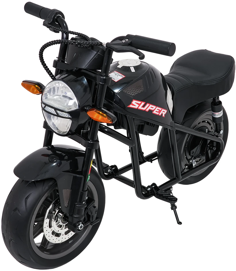 Vaikiškas elektrinis motociklas su 300W varikliu, LED žibintais, Bluetooth, nuo 3 metų, juodas