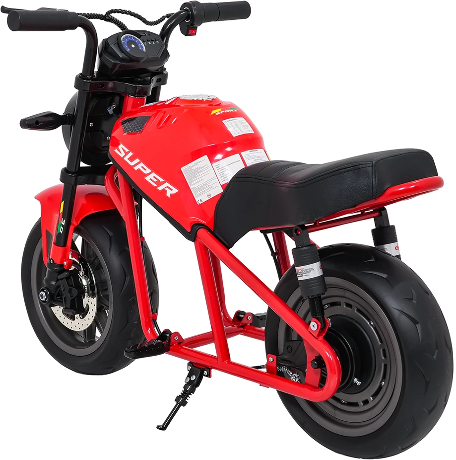 Vaikiškas elektrinis motociklas su 300W varikliu, LED žibintais, Bluetooth, nuo 3 metų, juodas