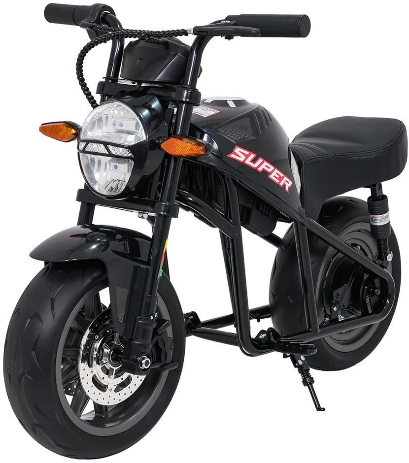 Vaikiškas elektrinis motociklas su 300W varikliu, LED žibintais, Bluetooth, nuo 3 metų, juodas