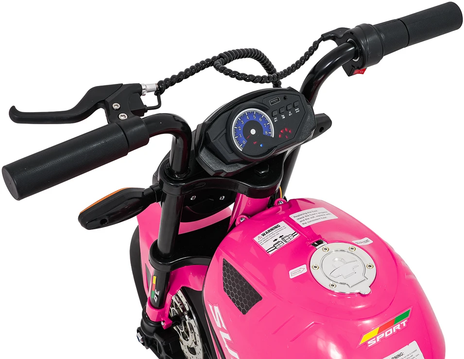 Vaikiškas elektrinis motociklas su 300W varikliu, LED žibintais, Bluetooth, nuo 3 metų, juodas