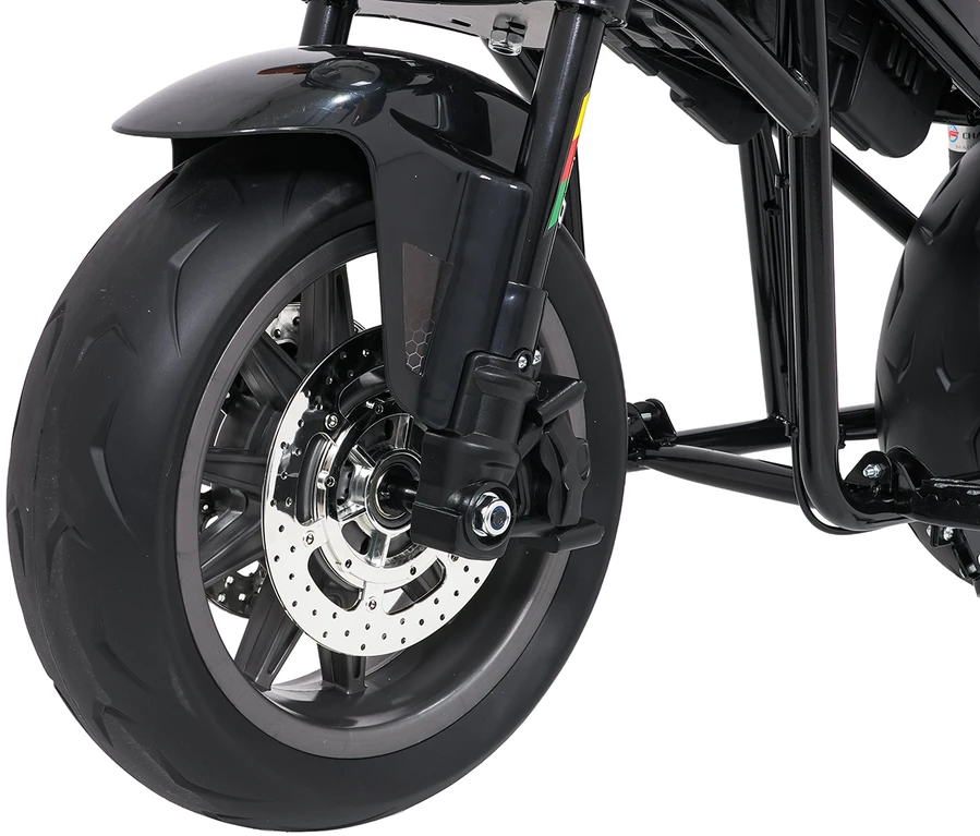 Vaikiškas elektrinis motociklas su 300W varikliu, LED žibintais, Bluetooth, nuo 3 metų, juodas