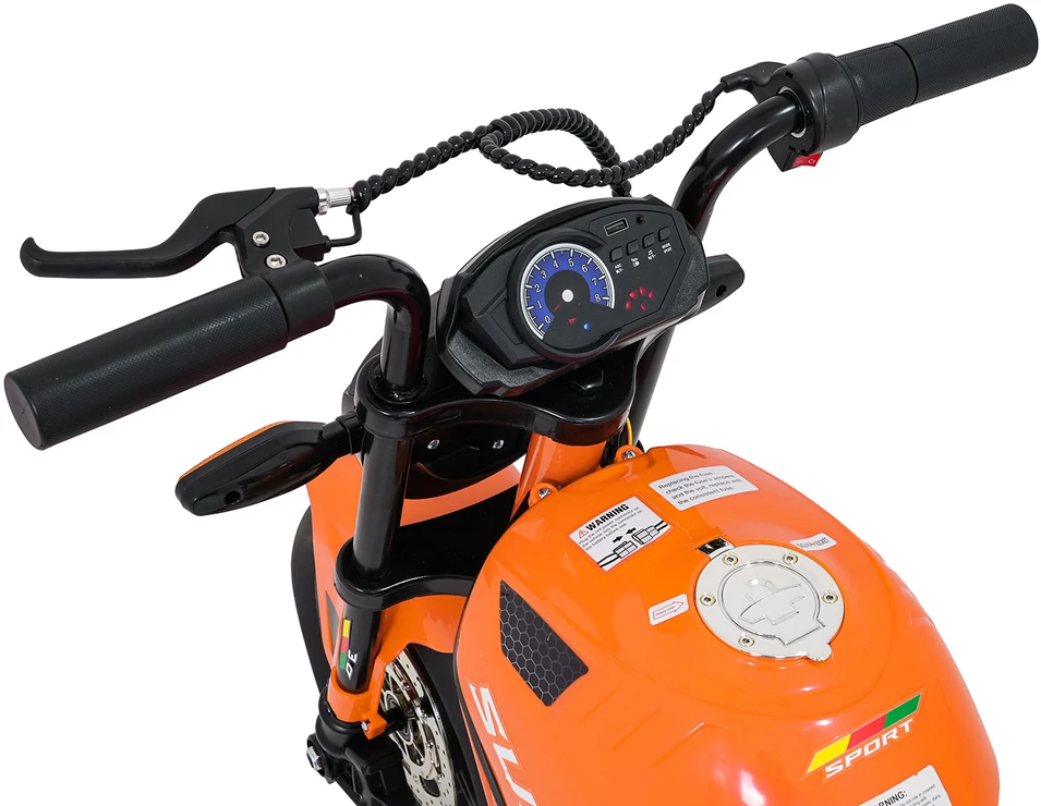 Vaikiškas elektrinis motociklas su 300W varikliu, LED žibintais, Bluetooth, nuo 3 metų, juodas