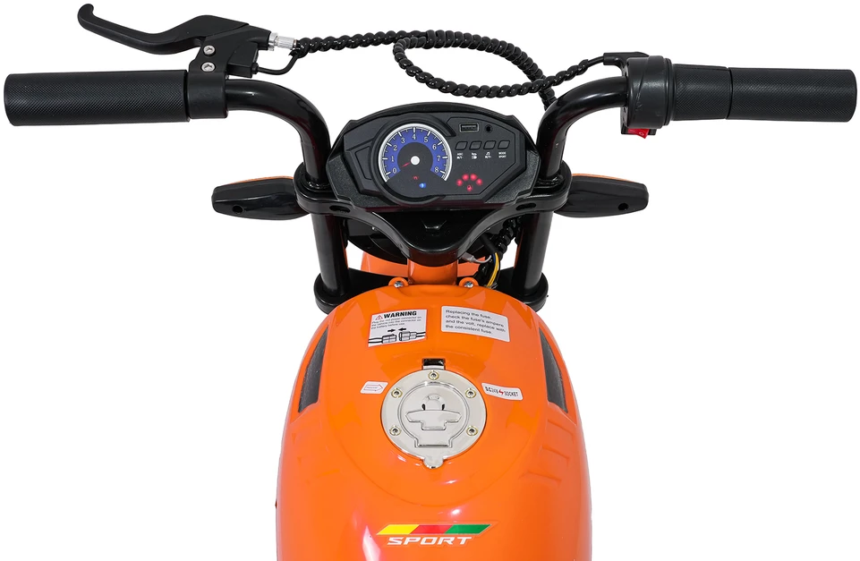 Vaikiškas elektrinis motociklas su 300W varikliu, LED žibintais, Bluetooth, nuo 3 metų, juodas
