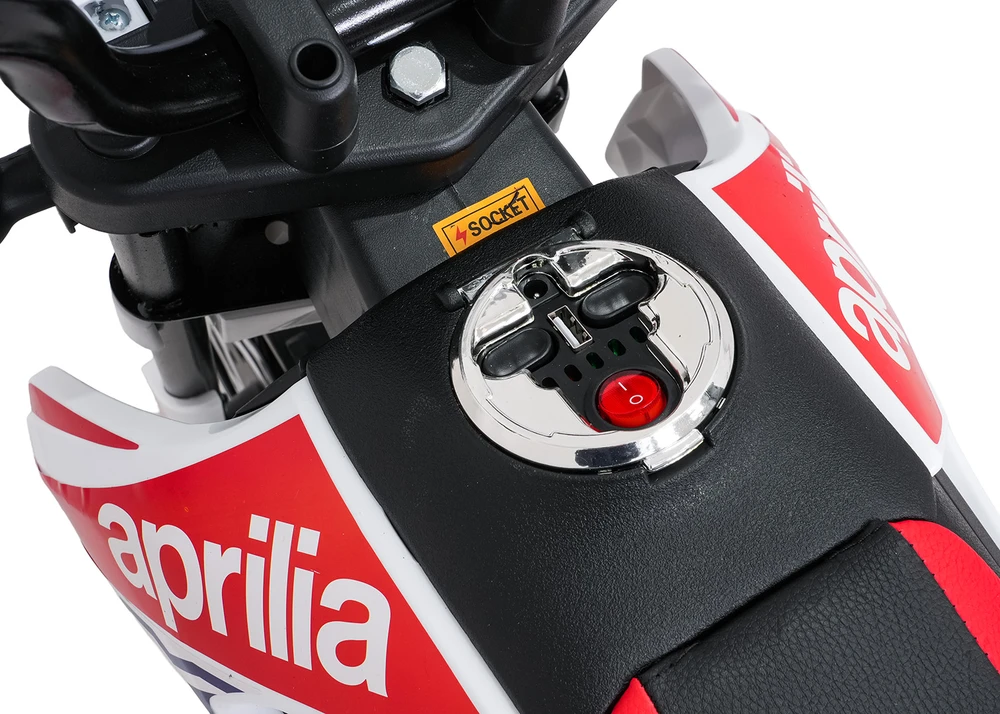 Vaikiškas elektrinis motoroleris Aprilia RX su LED žibintais ir Bluetooth, nuo 3 metų