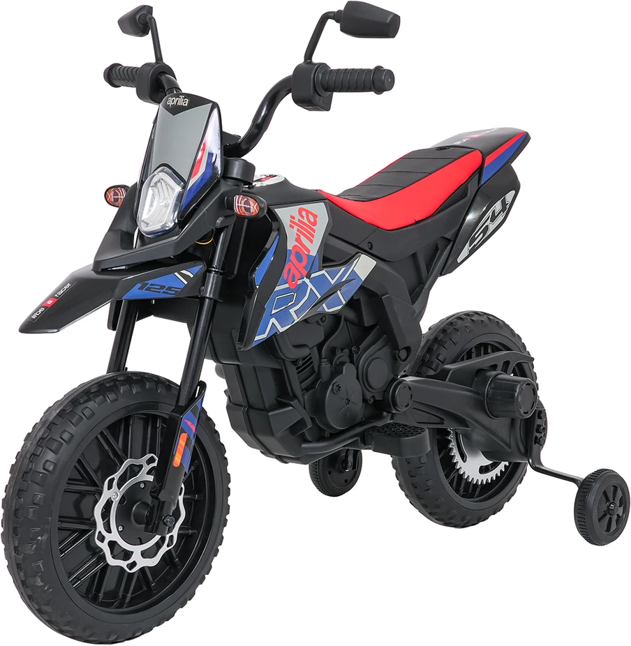 Vaikiškas elektrinis motoroleris Aprilia RX su LED žibintais ir Bluetooth, nuo 3 metų