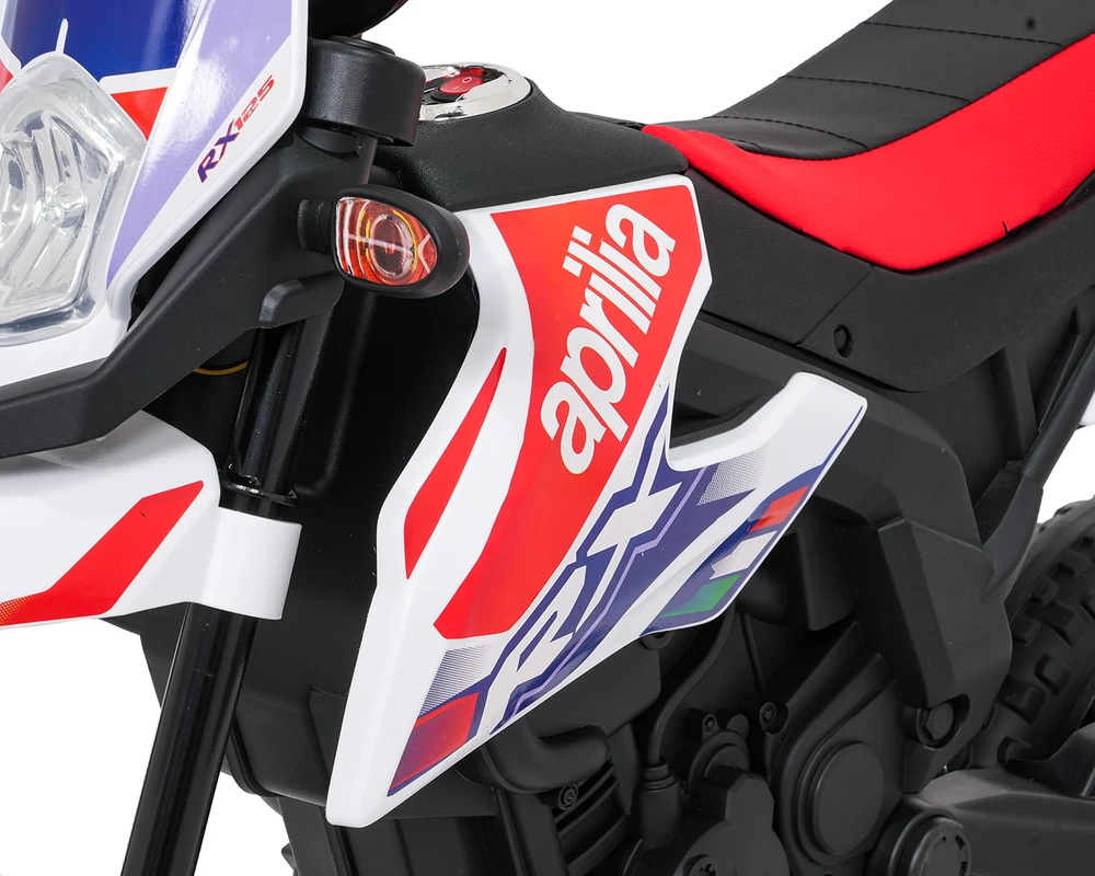 Vaikiškas elektrinis motoroleris Aprilia RX su LED žibintais ir Bluetooth, nuo 3 metų
