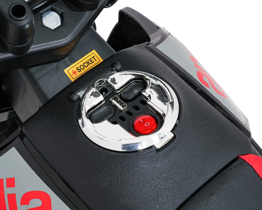 Vaikiškas elektrinis motoroleris Aprilia RX su LED žibintais ir Bluetooth, nuo 3 metų