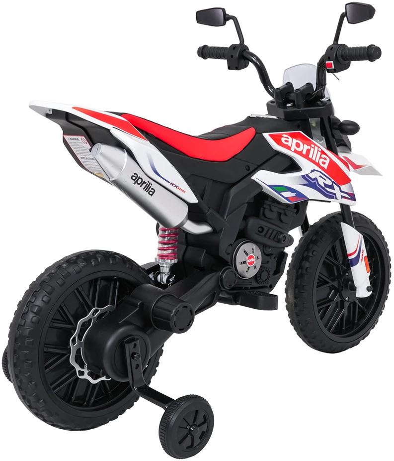 Vaikiškas elektrinis motoroleris Aprilia RX su LED žibintais ir Bluetooth, nuo 3 metų
