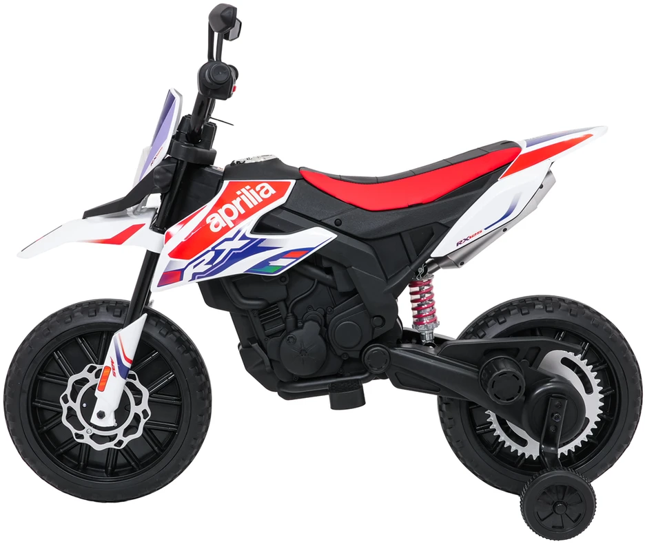 Vaikiškas elektrinis motoroleris Aprilia RX su LED žibintais ir Bluetooth, nuo 3 metų