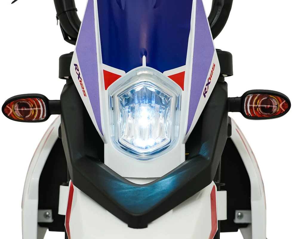 Vaikiškas elektrinis motoroleris Aprilia RX su LED žibintais ir Bluetooth, nuo 3 metų