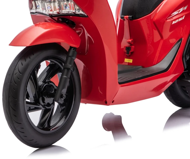 Vaikiškas elektrinis motoroleris Honda SH125i su LED šviesomis ir Bluetooth, nuo 3 metų, juodas