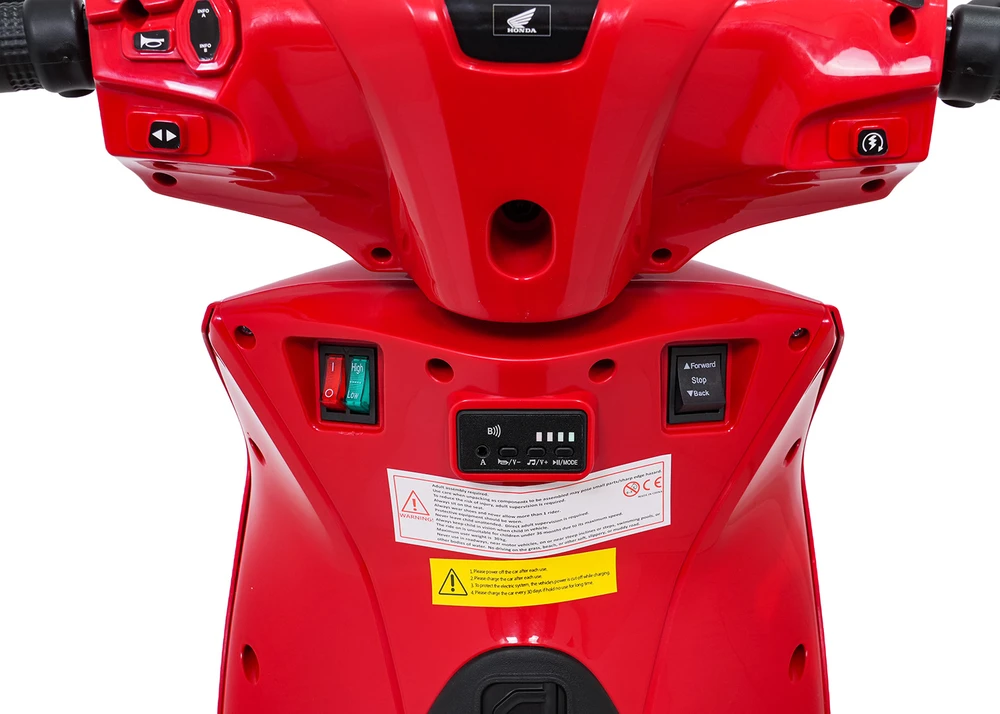 Vaikiškas elektrinis motoroleris Honda SH125i su LED šviesomis ir Bluetooth, nuo 3 metų, juodas