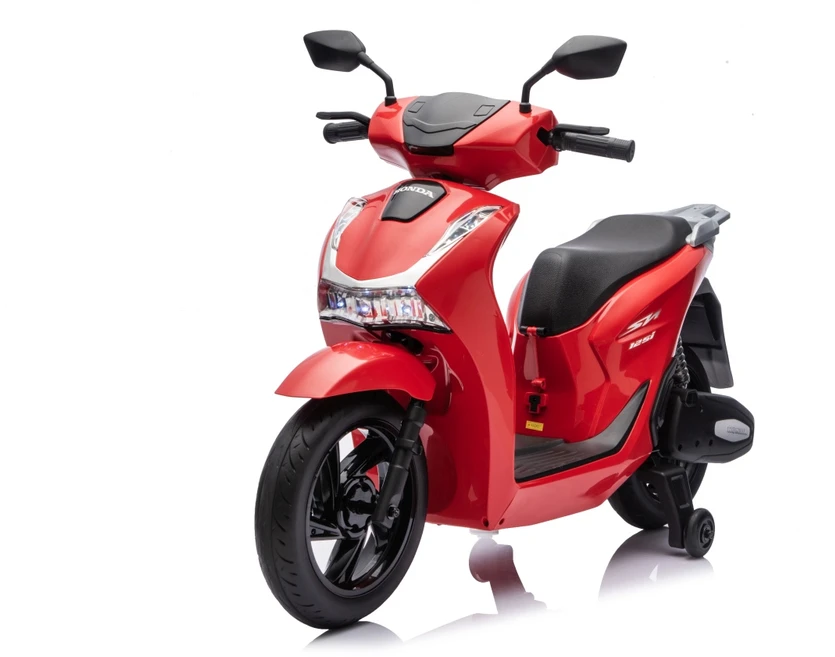 Vaikiškas elektrinis motoroleris Honda SH125i su LED šviesomis ir Bluetooth, nuo 3 metų, juodas