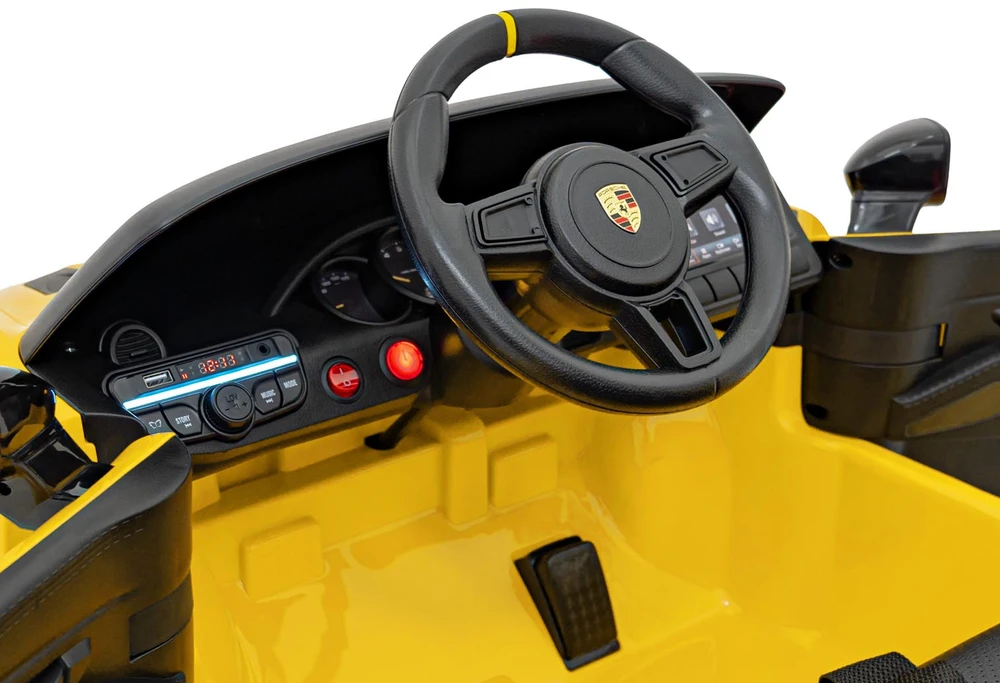 Roger Elektromobilis Porsche Spyder RS 718 geltonas