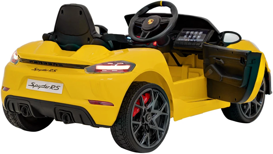 Roger Elektromobilis Porsche Spyder RS 718 geltonas