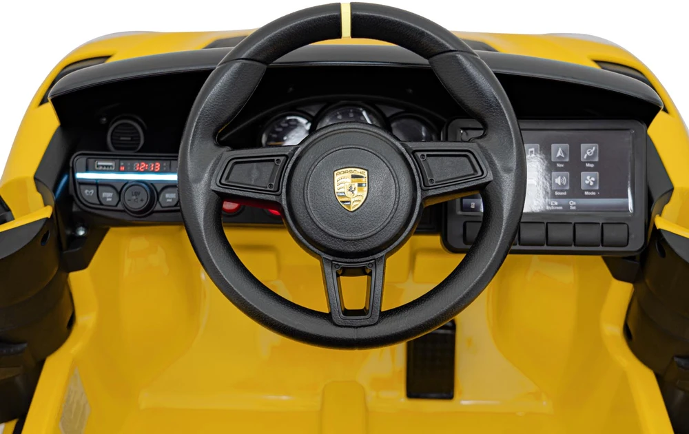 Roger Elektromobilis Porsche Spyder RS 718 geltonas