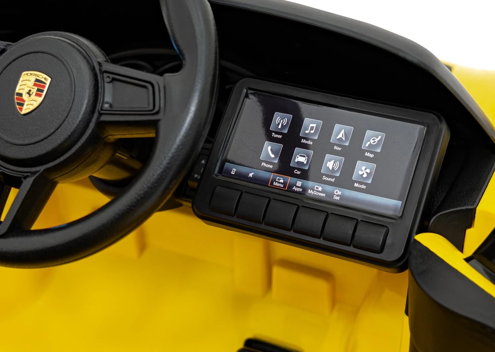 Roger Elektromobilis Porsche Spyder RS 718 geltonas