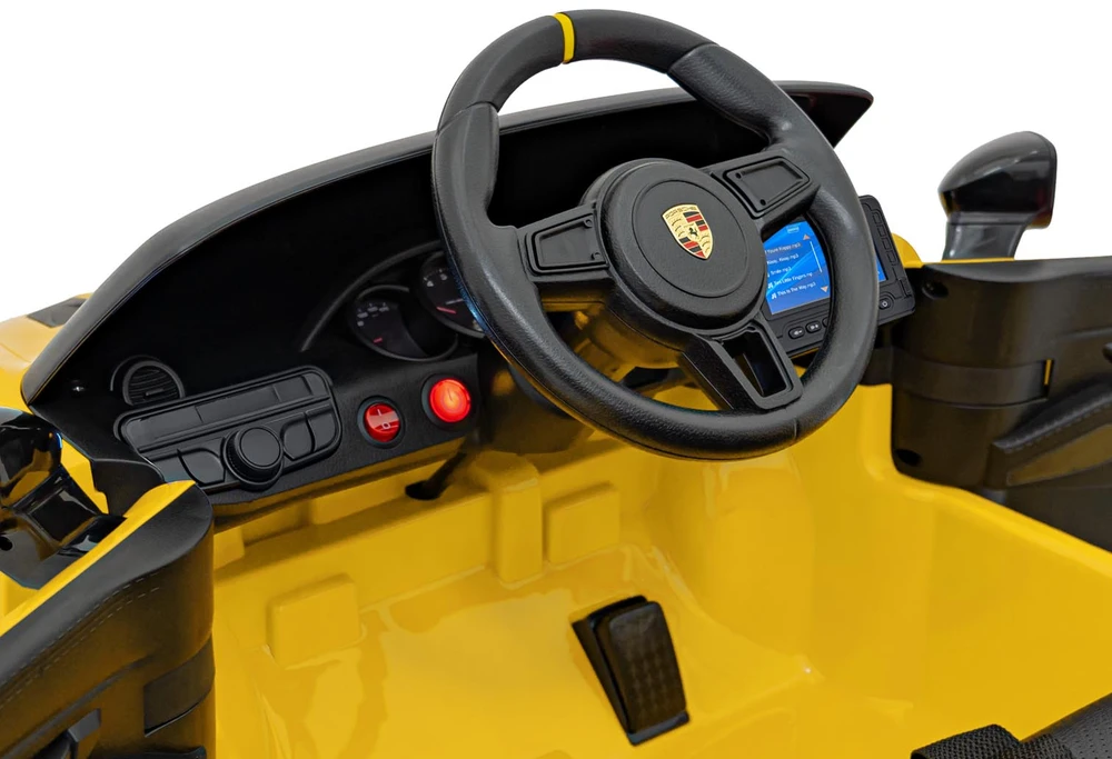 Elektromobilis Porsche Spyder RS 718 geltonas MP4 versija