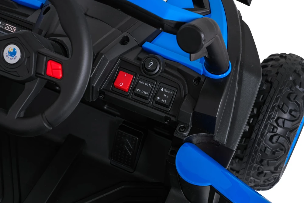 Vaikiškas elektrinis UTV-MX keturratis su 3 greičiais ir saugos mygtuku, nuo 3 metų