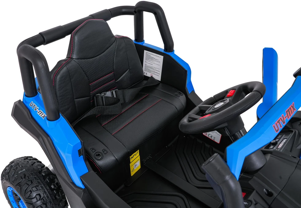 Vaikiškas elektrinis UTV-MX keturratis su 3 greičiais ir saugos mygtuku, nuo 3 metų