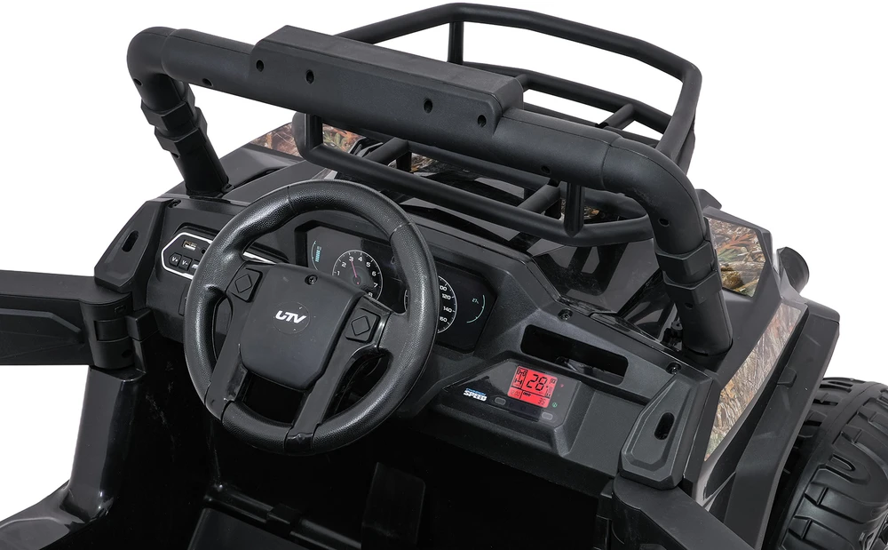 Vaikiškas elektrinis UTV visureigis su 2x200W varikliais, 3 greičiai, saugos mygtukas, EVA ratai