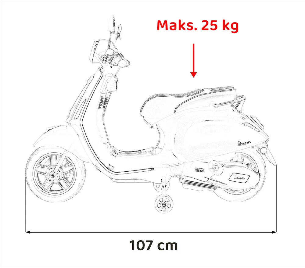 Elektrinis motoroleris Vespa ROMA, Baltas
