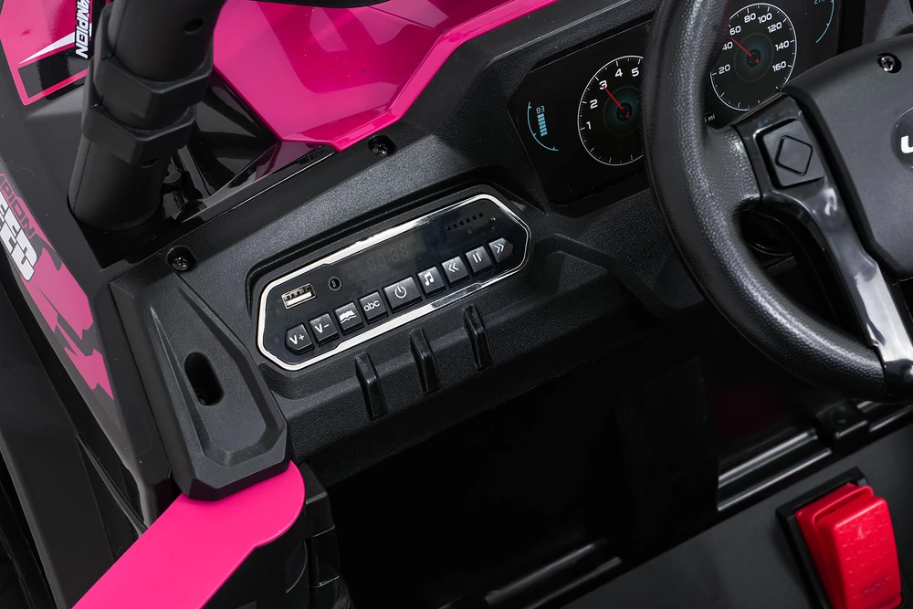 Vaikiškas elektrinis visureigis su 2 varikliais, 3 greičiai, saugos mygtukas, nuo 3 metų