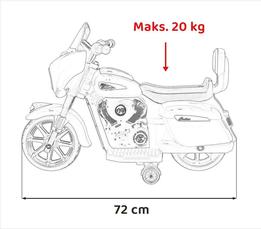 Elektrinis motociklas Chopper INDIAN, Baltas