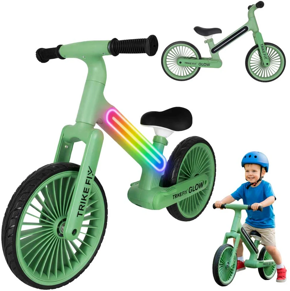 Baby Mix Balansinis dviratis Trike Fix Glow LED rėmas, žalias