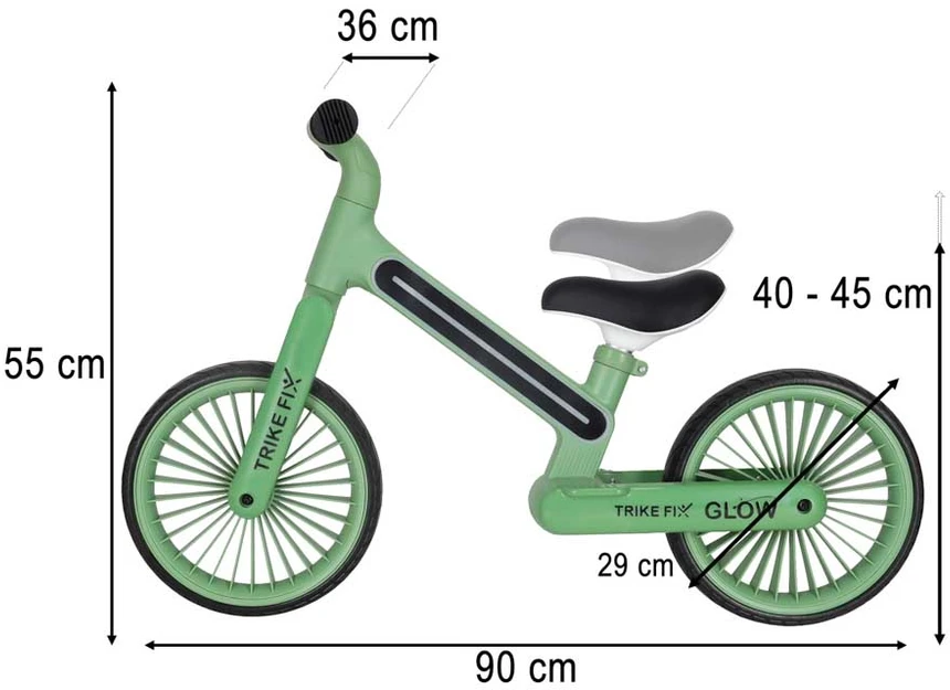 Baby Mix Balansinis dviratis Trike Fix Glow LED rėmas, žalias