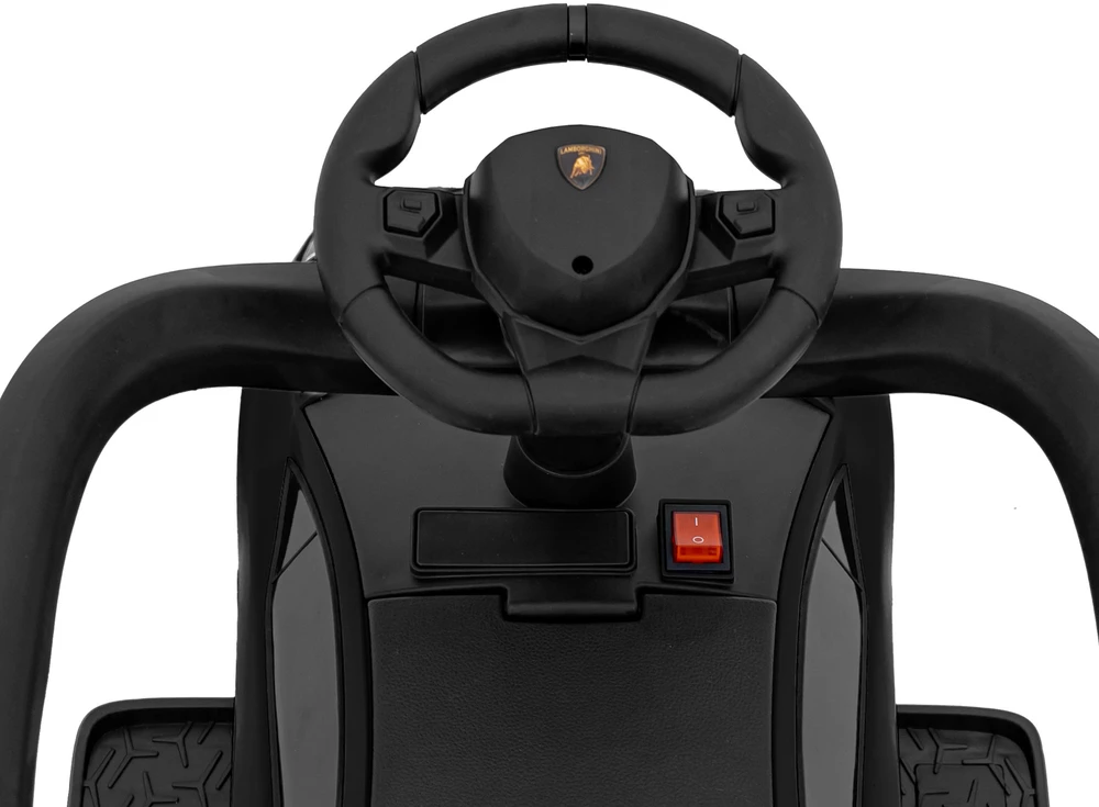 Roger Vaikiškas Lamborghini Aventador SV elektrinis triratukas su garsais ir LED šviesomis, iki 30 kg, juodas