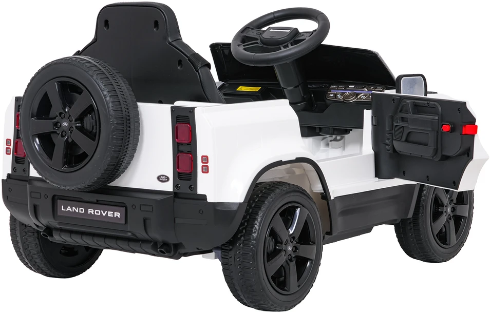 Vaikiškas Land Rover Defender baltas elektromobilis 12V