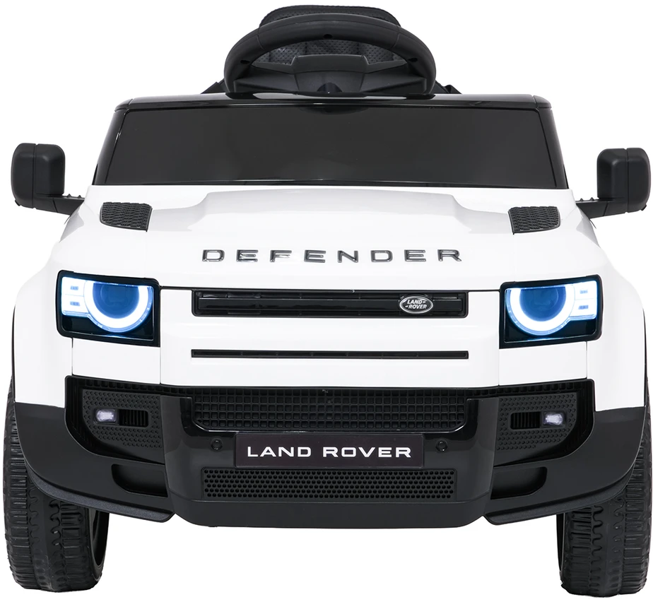 Vaikiškas Land Rover Defender baltas elektromobilis 12V