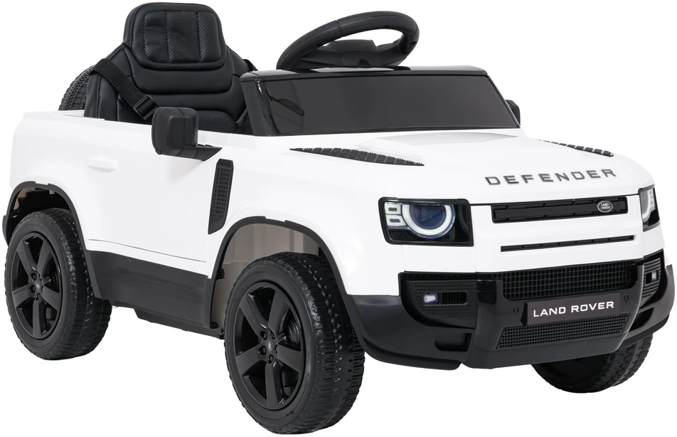 Vaikiškas Land Rover Defender baltas elektromobilis 12V