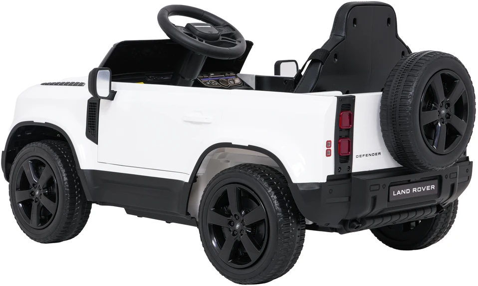 Vaikiškas Land Rover Defender baltas elektromobilis 12V