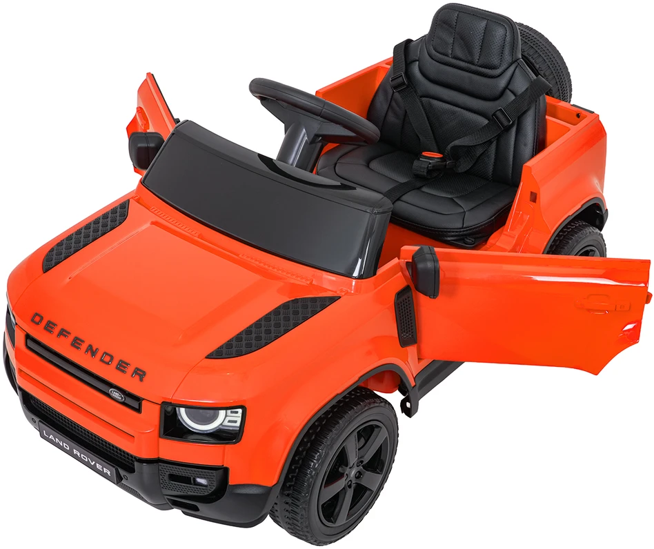 Vaikiškas Land Rover Defender elektrinis automobilis oranžinis
