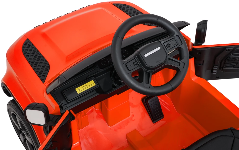 Vaikiškas Land Rover Defender elektrinis automobilis oranžinis