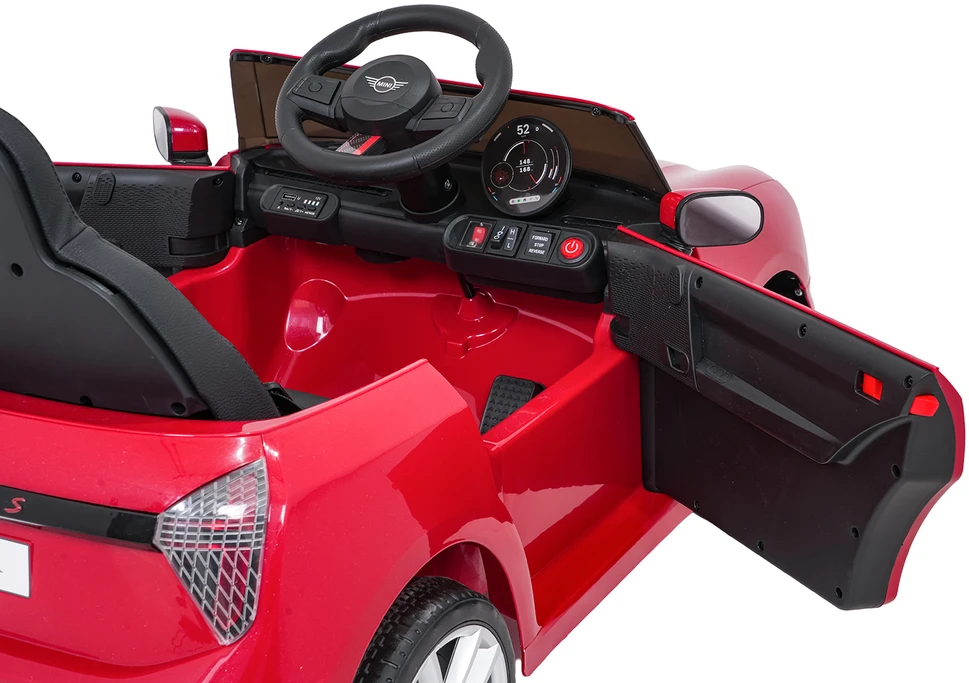 Vaikiškas Mini Cooper elektromobilis su 2 greičiais, saugos mygtuku, nuo 3 metų, juodas