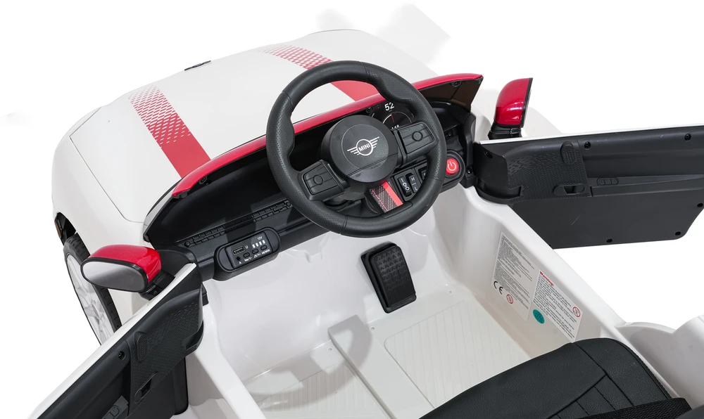 Vaikiškas Mini Cooper elektromobilis su 2x35W varikliais, 3 greičiai, saugos mygtukas, nuo 3 metų