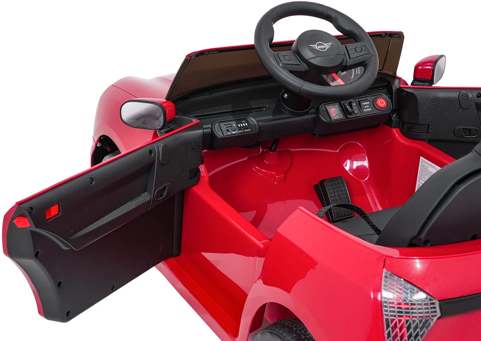 Vaikiškas Mini Cooper elektromobilis su 2 greičiais, saugos mygtuku, nuo 3 metų, juodas