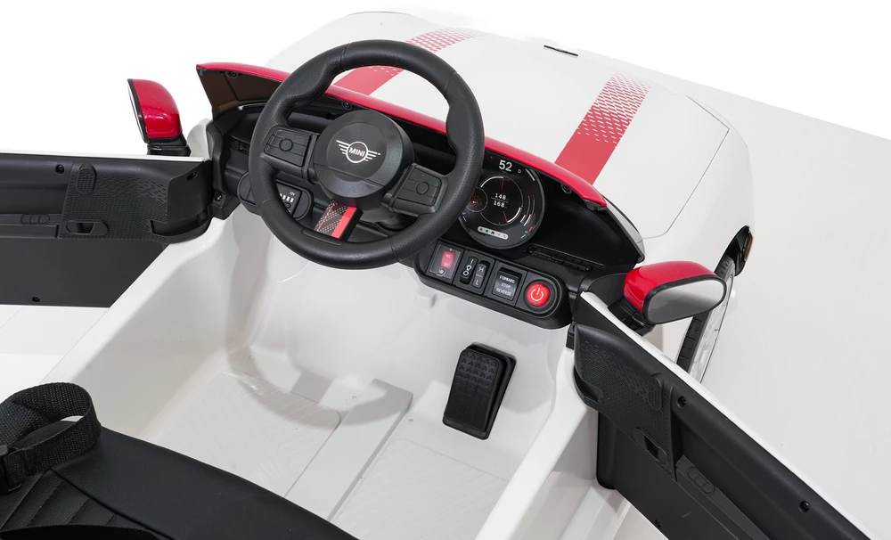 Vaikiškas Mini Cooper elektromobilis su 2x35W varikliais, 3 greičiai, saugos mygtukas, nuo 3 metų