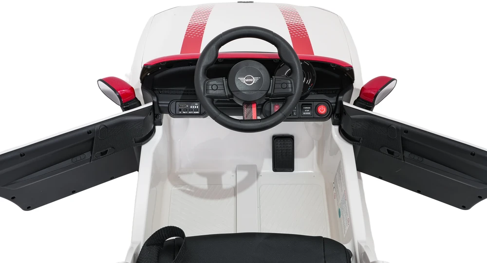 Vaikiškas Mini Cooper elektromobilis su 2x35W varikliais, 3 greičiai, saugos mygtukas, nuo 3 metų