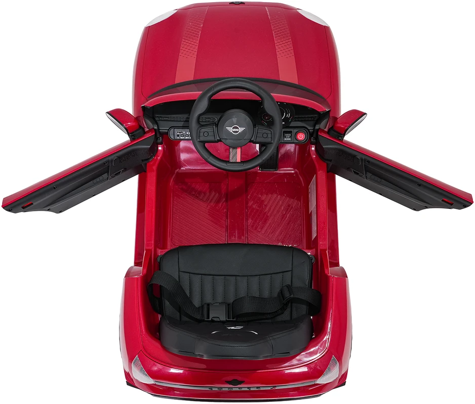 Vaikiškas Mini Cooper elektromobilis su 2 greičiais, saugos mygtuku, nuo 3 metų, juodas