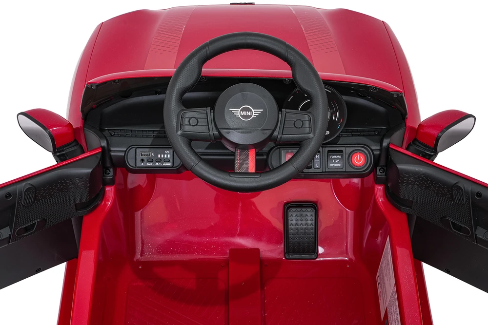 Vaikiškas Mini Cooper elektromobilis su 2 greičiais, saugos mygtuku, nuo 3 metų, juodas